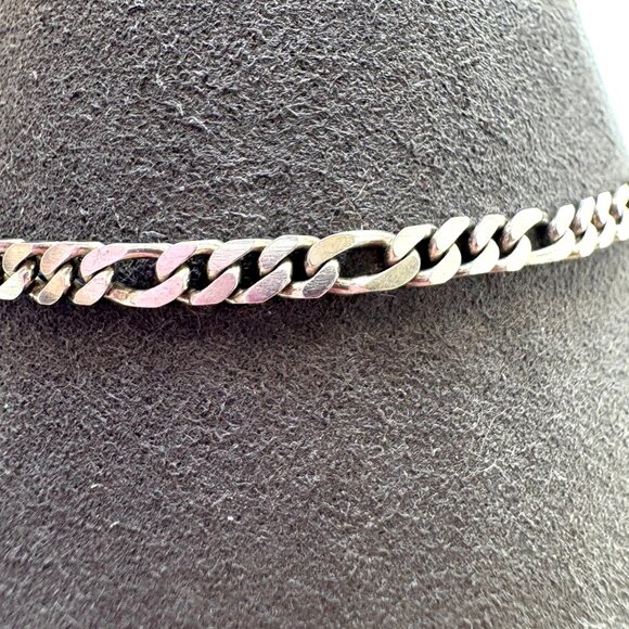 VTG Sterling Silver 925 Figaro Link Chain Bracelet Spring Ring Clasp 7.5" Length - Picture 5 of 9